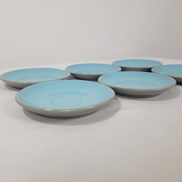 Vintage Lot of 6 HarkerWare Harker Ware Blue Gray Saucers Plates Saucer speckled - Picture 3 of 6